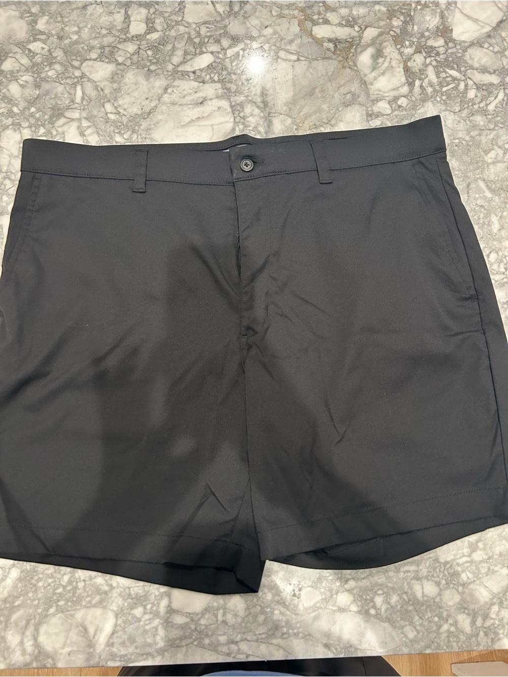PGA Tour  Black Flat-Front Performance Shorts- 7”
